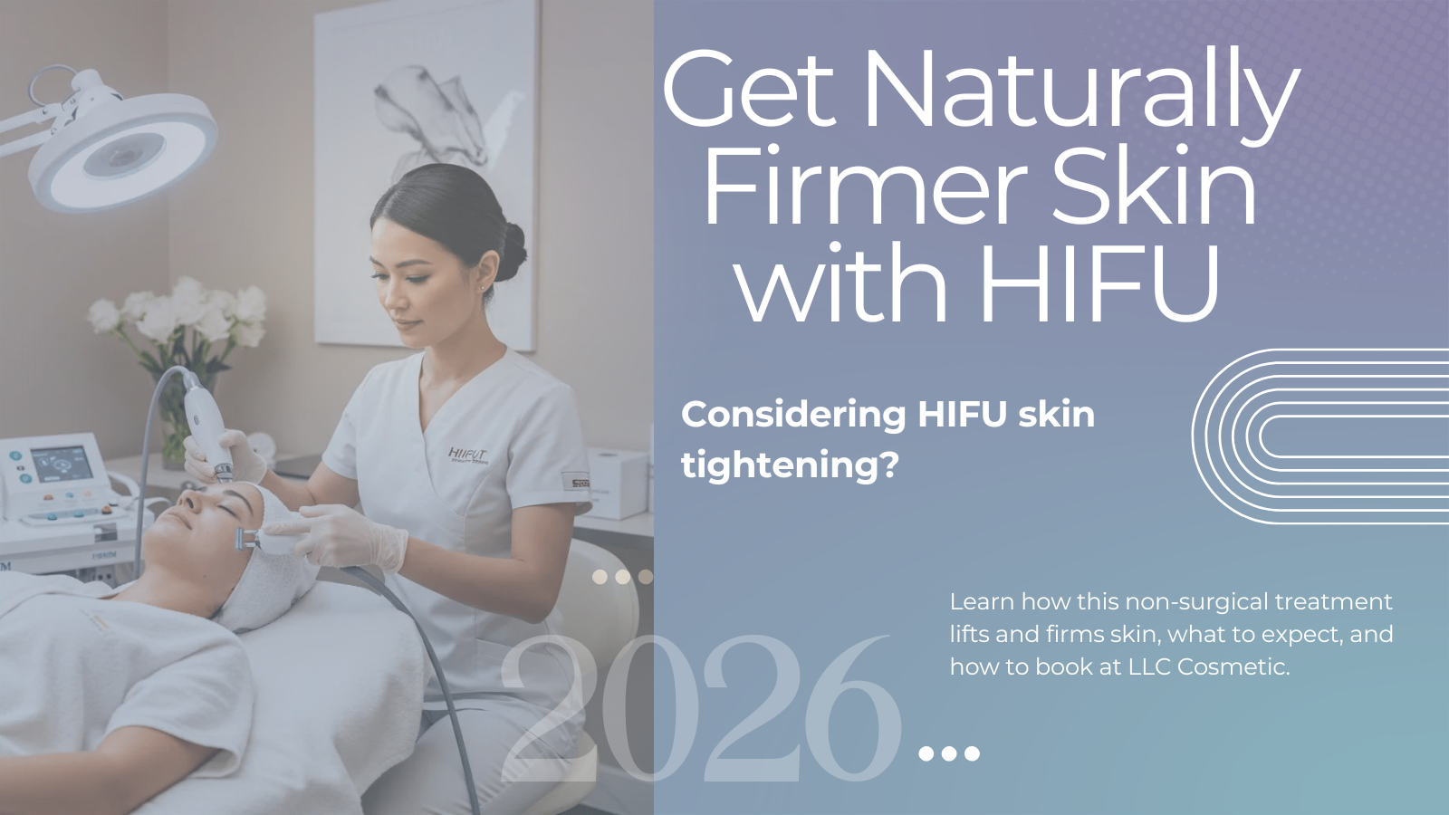 HIFU skin tightening treatment being performed on a client's face at LLC Cosmetic Brisbane